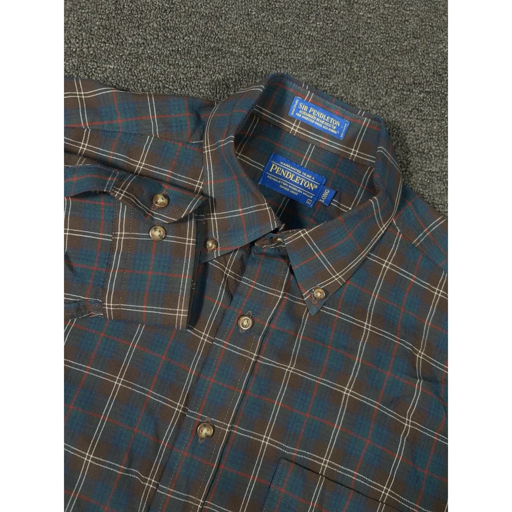 Pendleton Sir Pendleton Shirt Men Large Long Plaid Worsted Wool Chisholm Tartan